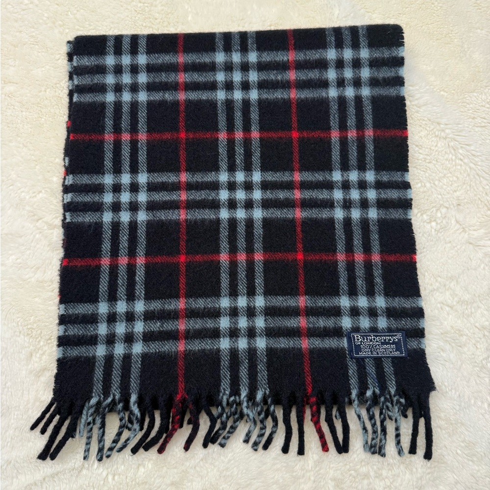 Burberry Black and Red Plaid Scarf Authentic 100% Cashmere